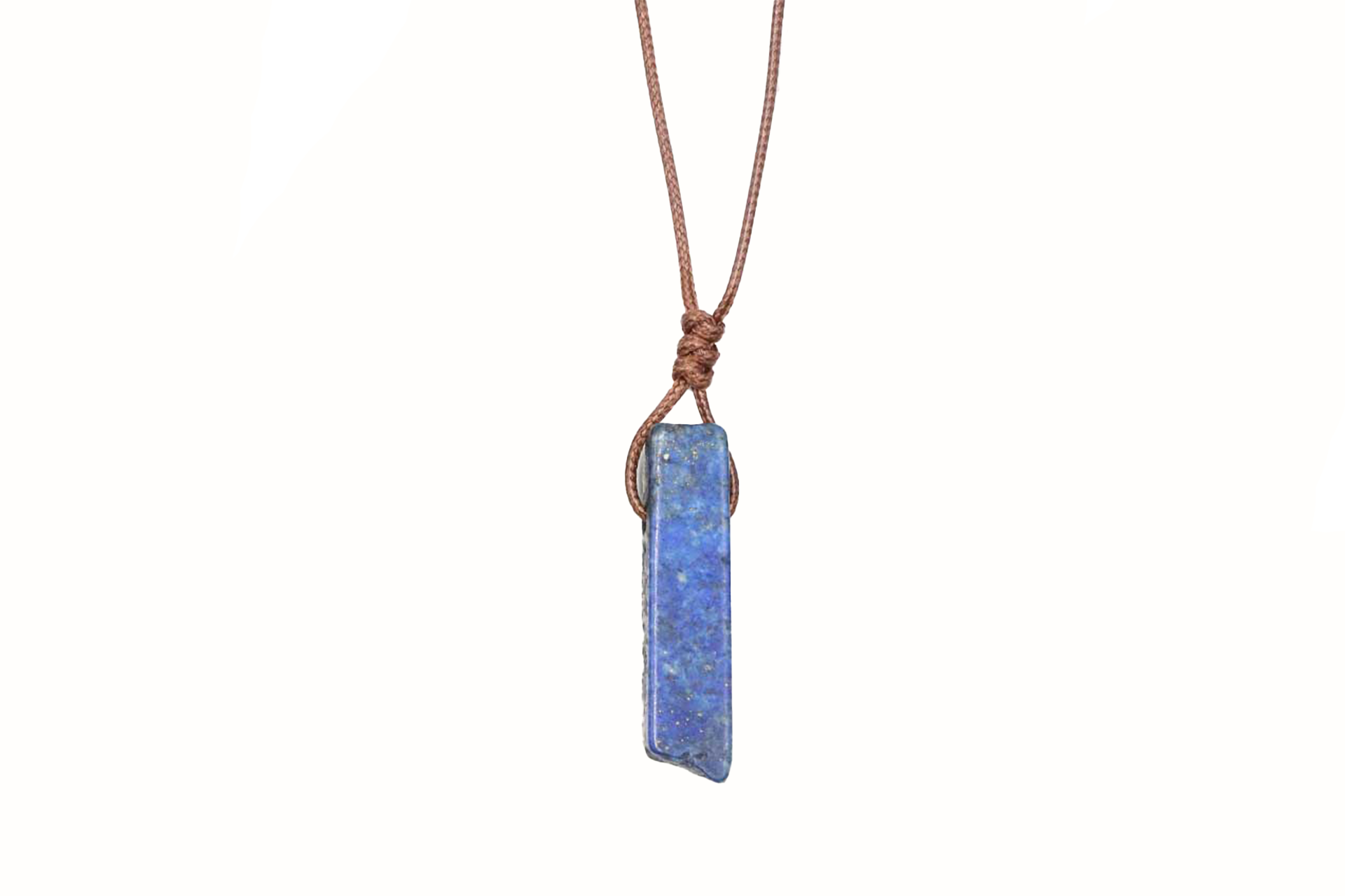 Lapis Lazuli Irregular Cuboid Necklace With Brown Cord Primal Chakra