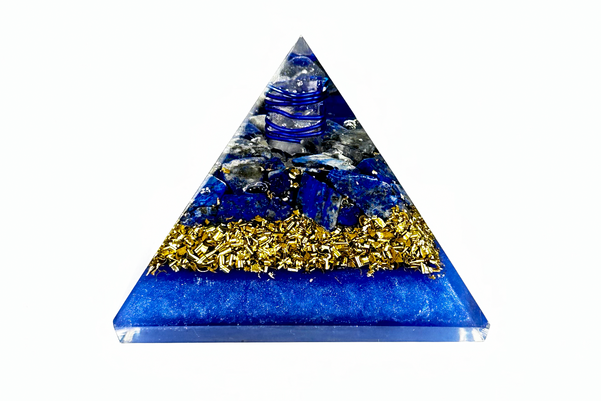 Lapis Lazuli Reiki Energy Charged Orgone Pyramid with Blue Mica Powder Primal Chakra