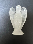 Clear quartz carved crystal angel, front view