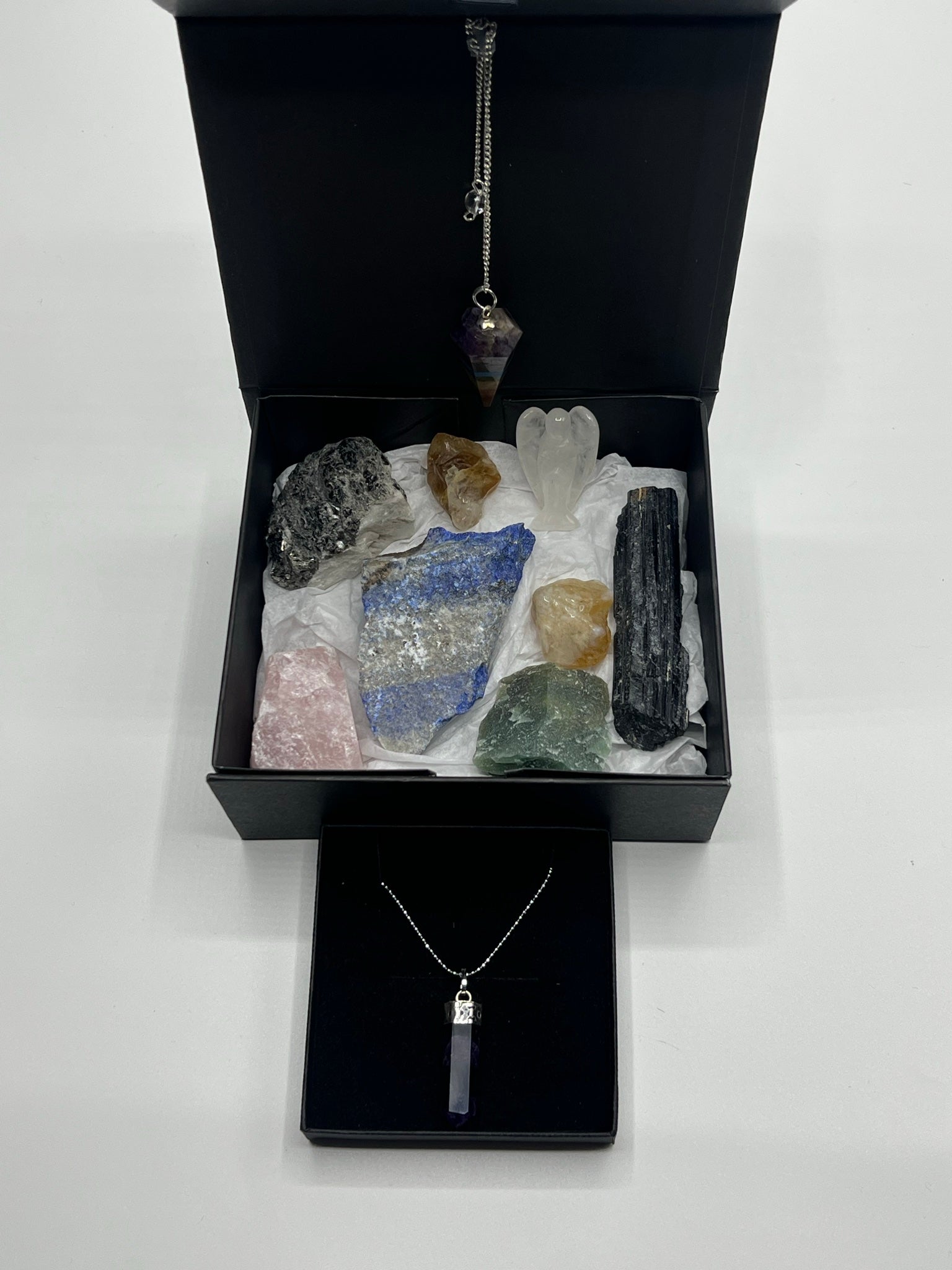 Crystal starter gift set arranged inside its presentation box