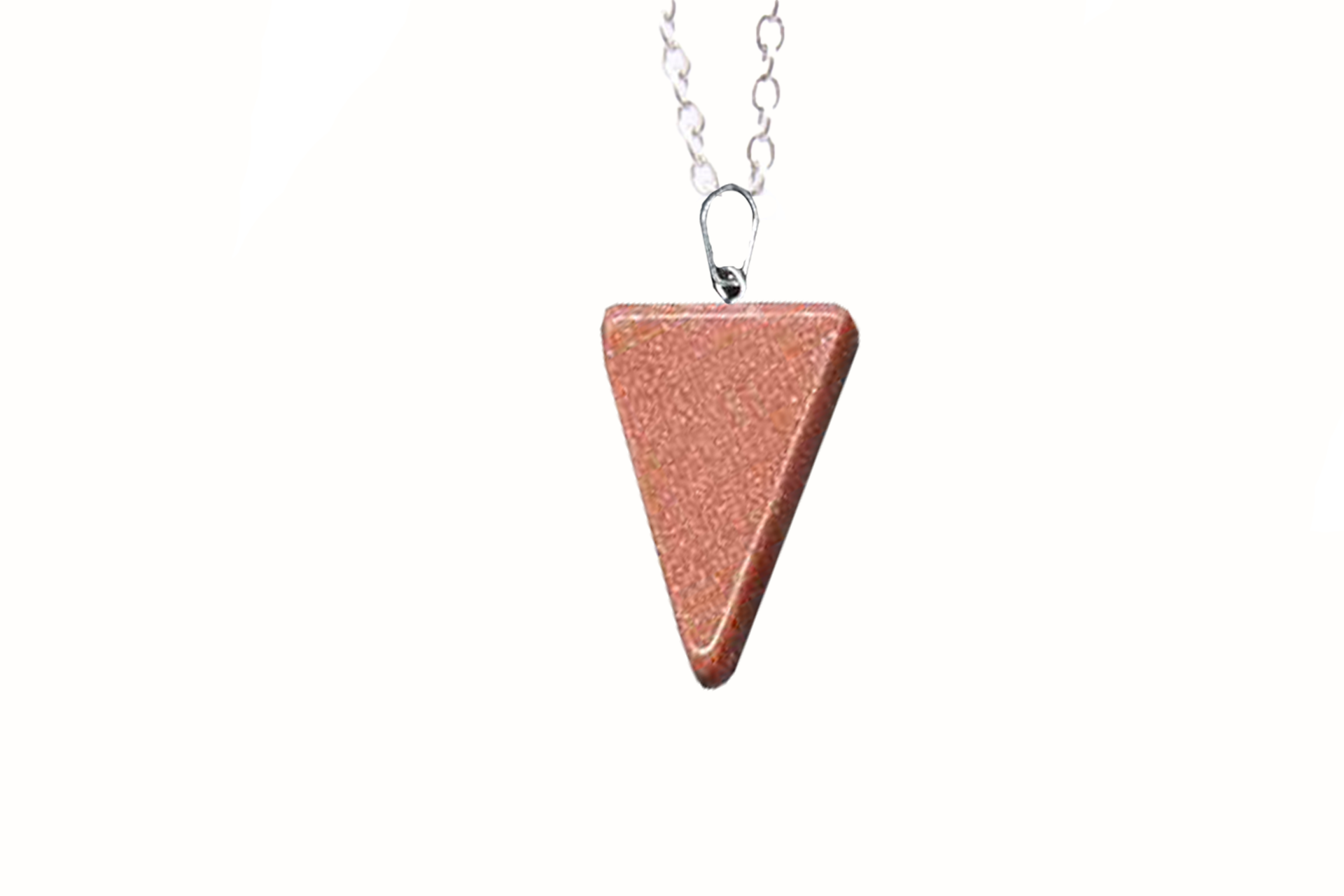 Gold Goldstone Carved Triangle Necklace with Silver Chain Primal Chakra