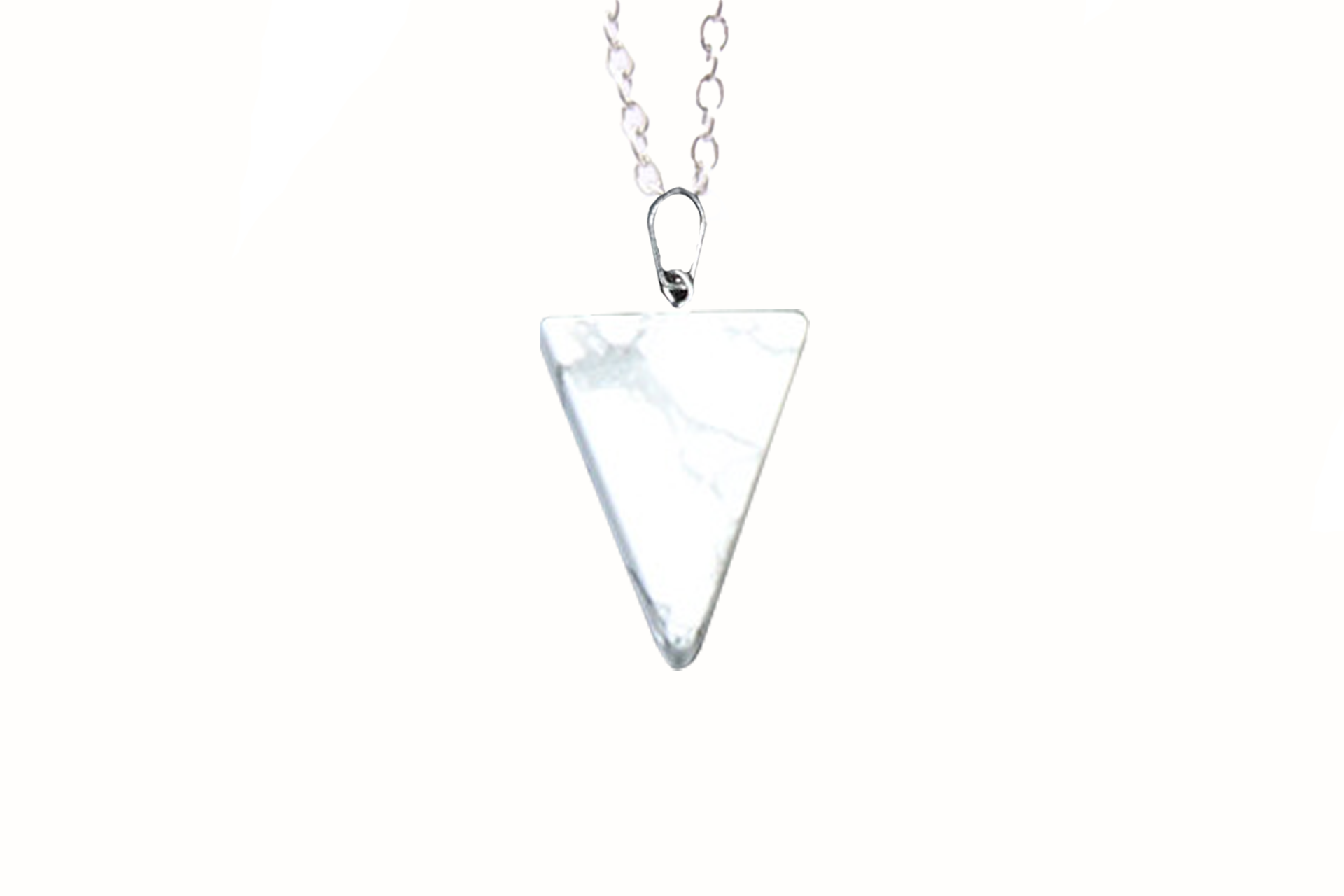 White Turquoise Carved Triangle Necklace with Silver Chain Primal Chakra