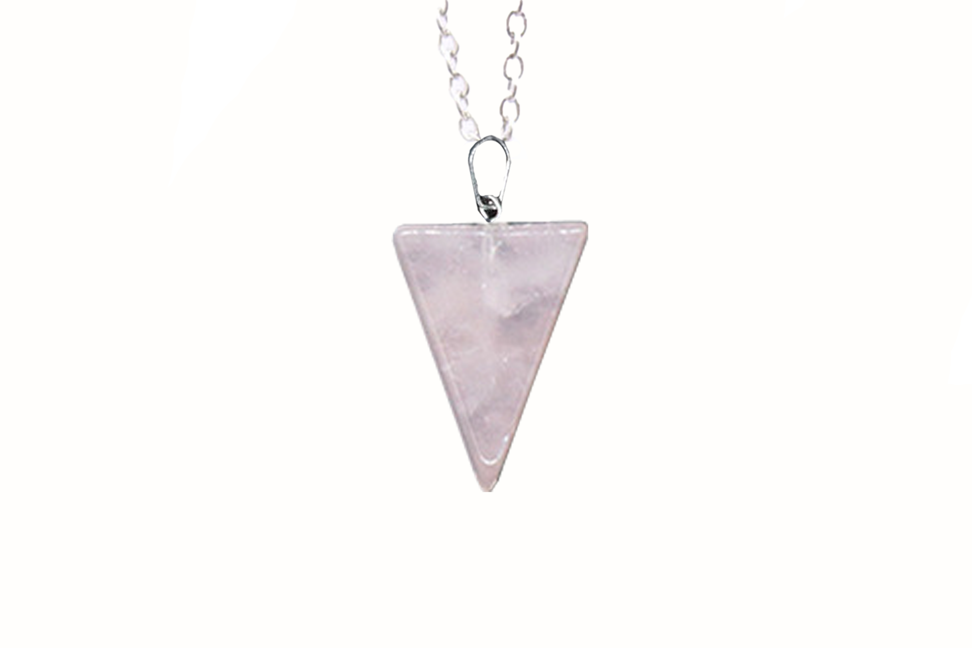 Rose Quartz Carved Triangle Necklace with Silver Chain Primal Chakra