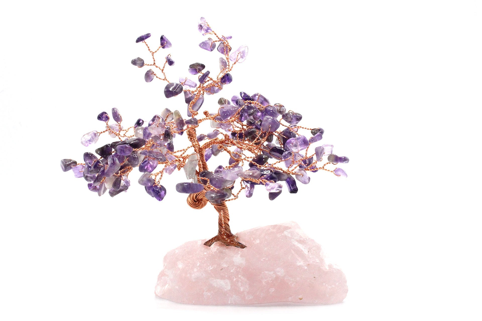 Reiki Energy Charged Crystal Tree Of Life With Amethyst Crystals On A Solid Rose Quartz Base Primal Chakra