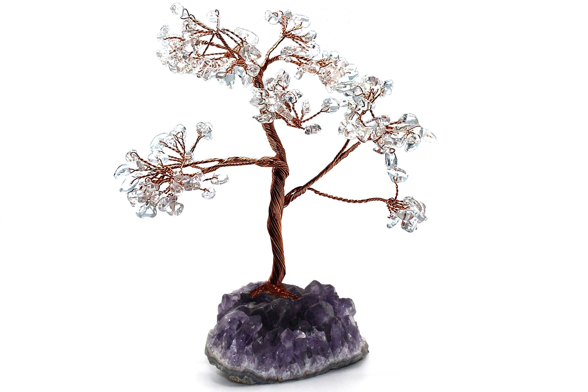 Reiki Energy Charged Crystal Tree Of Life With Clear Quartz Crystals On A Solid Amethyst Base Primal Chakra