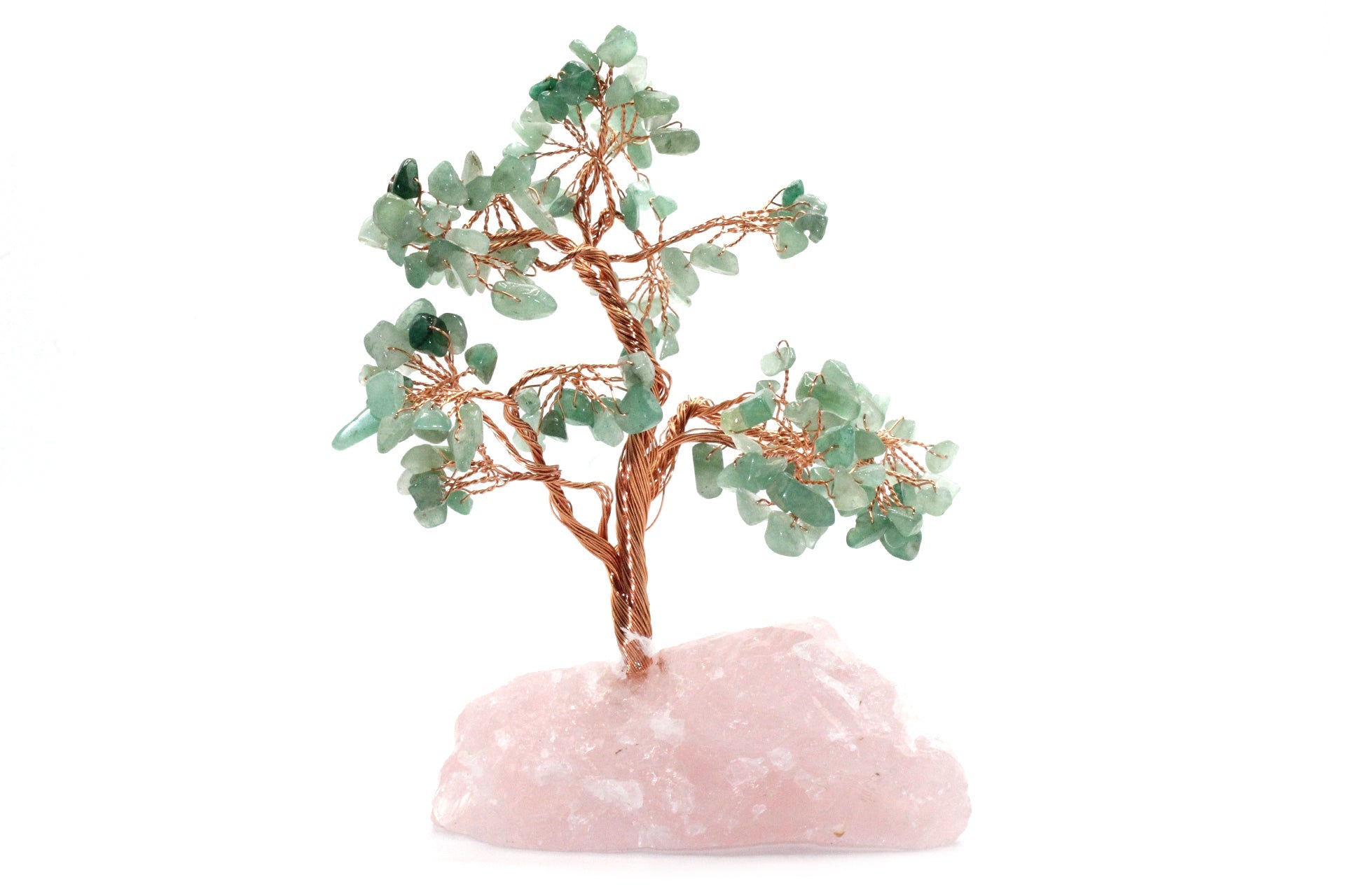 Reiki Energy Charged Crystal Tree Of Life With Green Aventurine Crystals On A Solid Rose Quartz Base Primal Chakra