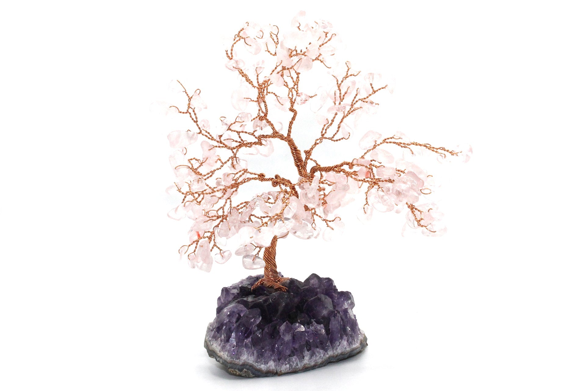 Reiki Energy Charged Crystal Tree Of Life With Rose Quartz Crystals On A Solid Amethyst Base Primal Chakra