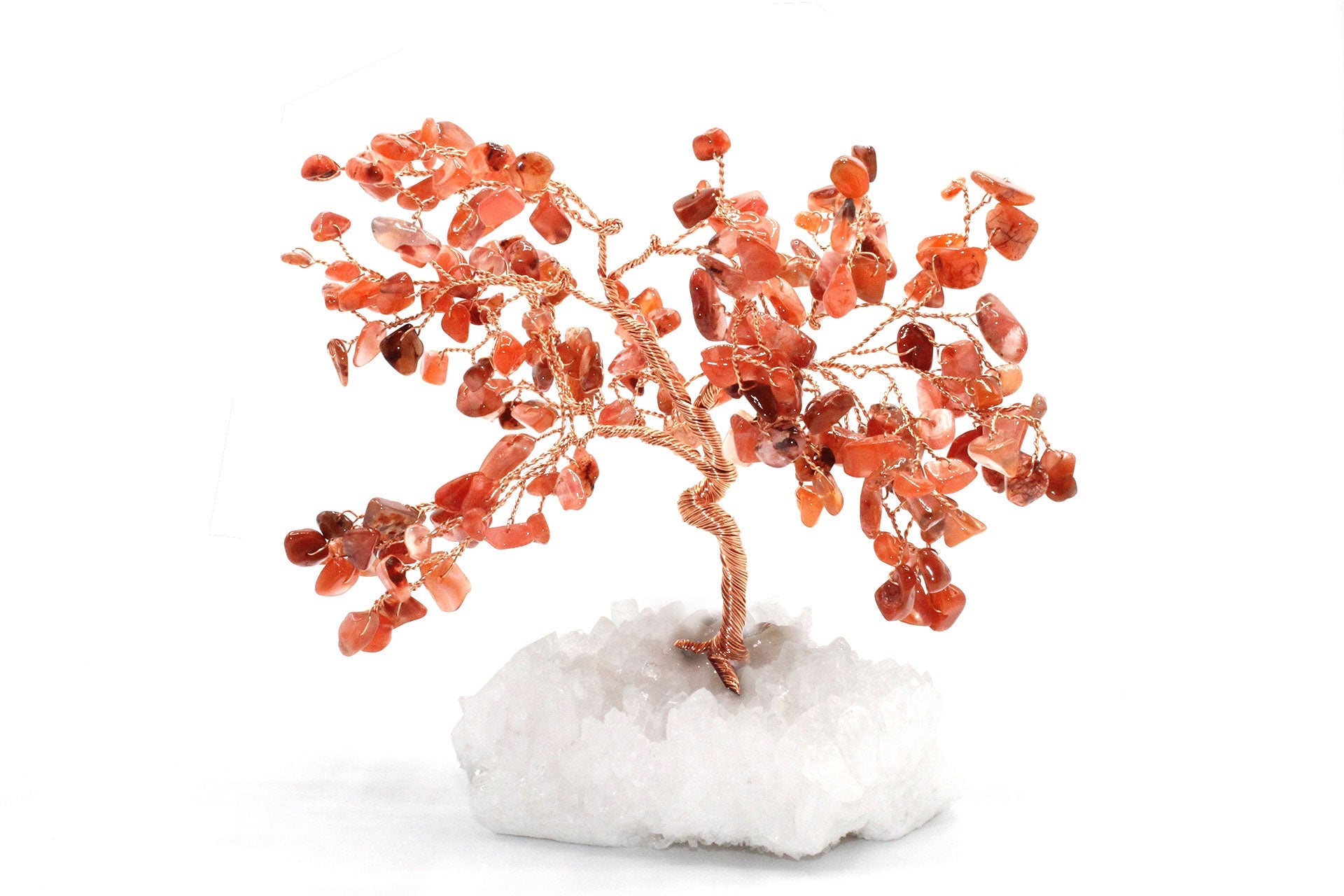 Reiki Energy Charged Crystal Tree Of Life With Red Jasper Crystals On A Solid White Quartz Base Primal Chakra