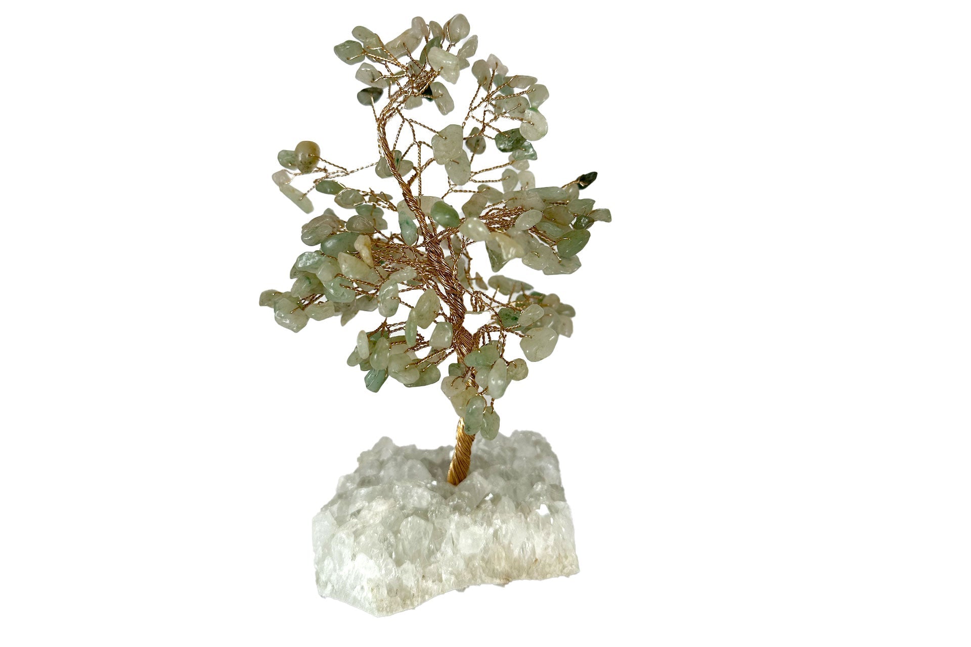 Reiki Energy Charged Crystal Tree Of Life With Green Aventurine Crystals On A Solid White Quartz Base Primal Chakra