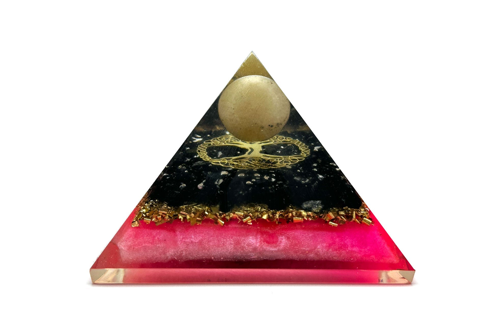 Black Tourmaline With Clear Quartz Sphere Orgone Reiki Energy Charged Pyramid Primal Chakra
