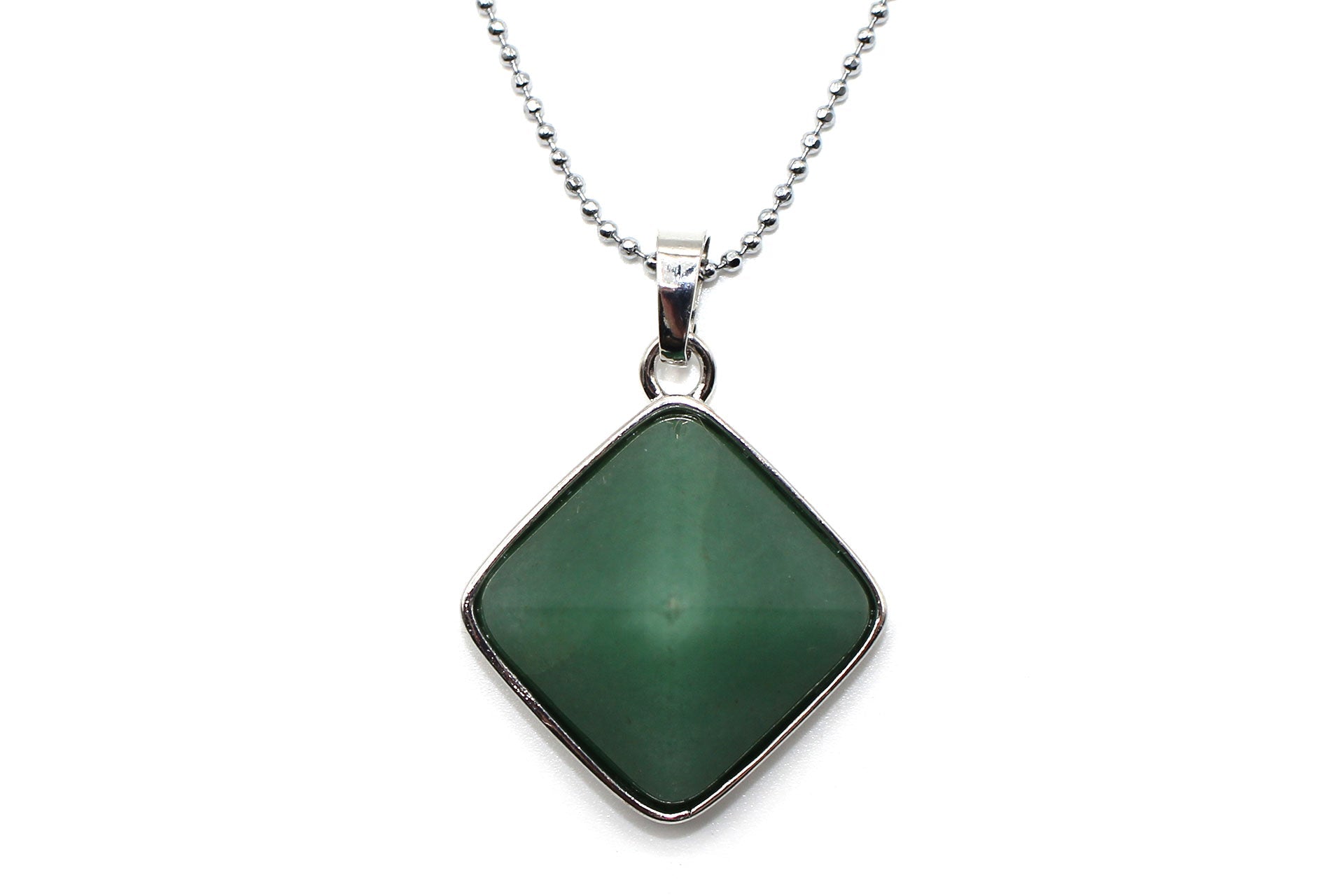 Green Aventurine Prism Pendant with a Silver Chain Primal Chakra