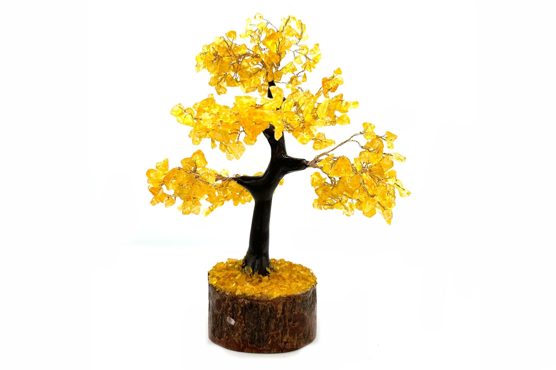 Reiki Energy Charged Yellow Citrine Wood Base Tree Of Life Primal Chakra