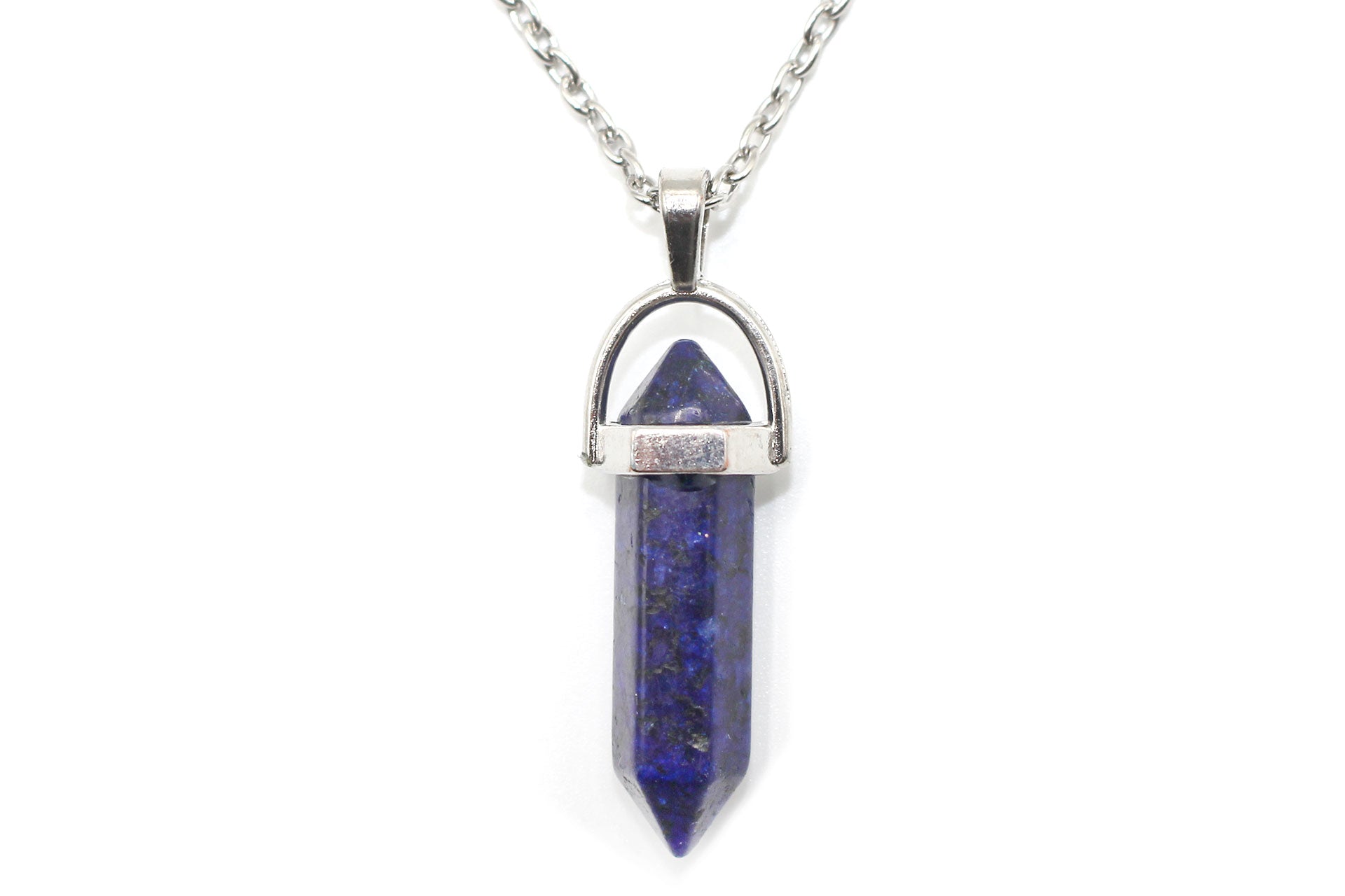 Lapis Lazuli Contemporary Dagger Pendant with a Silver Chain Primal Chakra