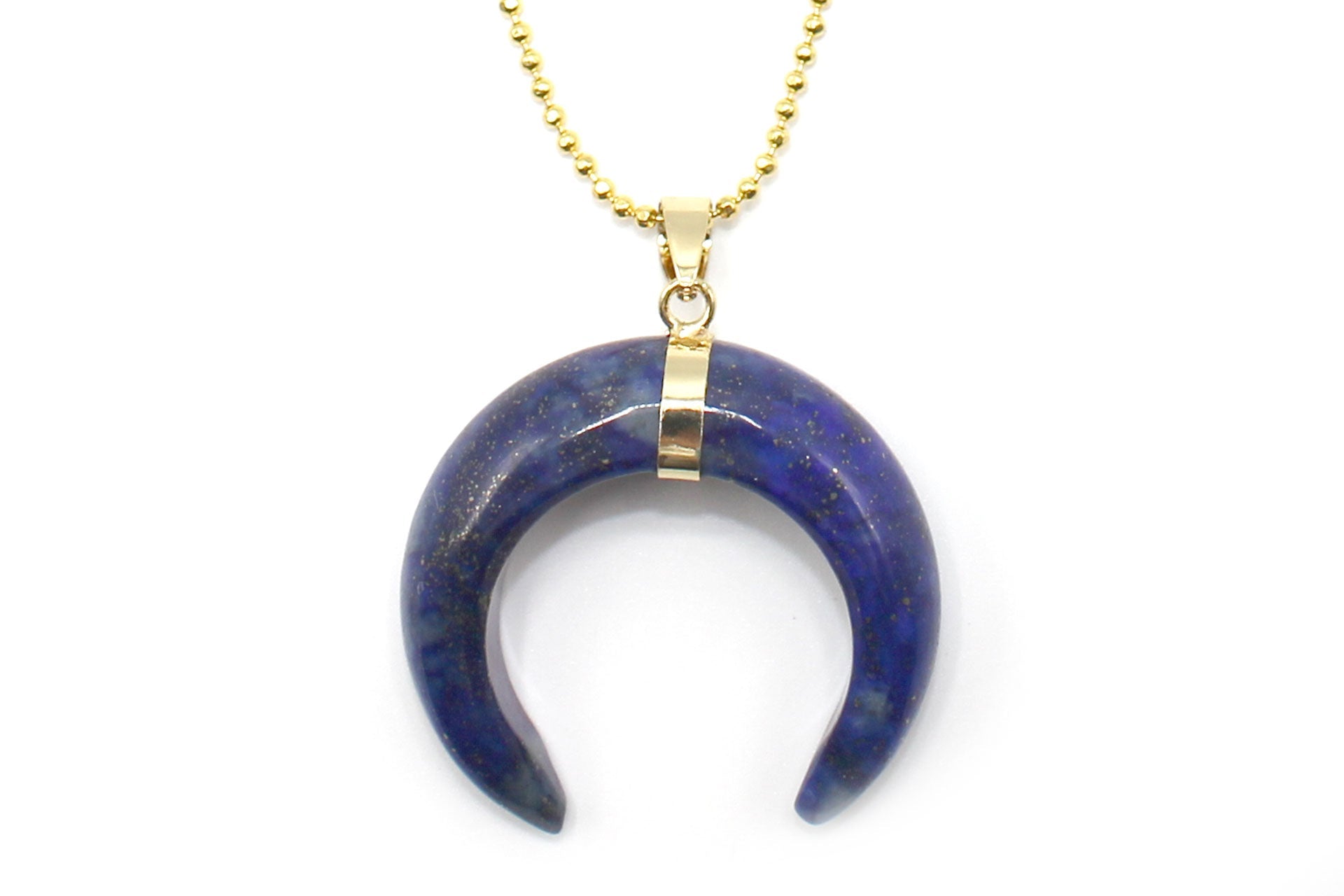 lapis lazuli Eclipse Moon Pendant with a Gold Chain Primal Chakra