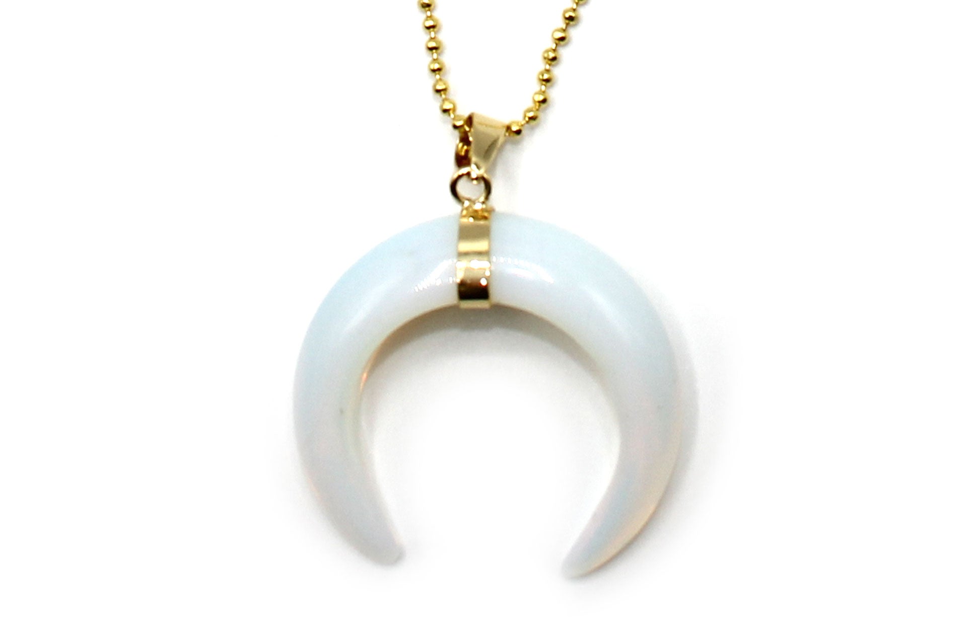 Opal Eclipse Moon Pendant with a Gold Chain Primal Chakra