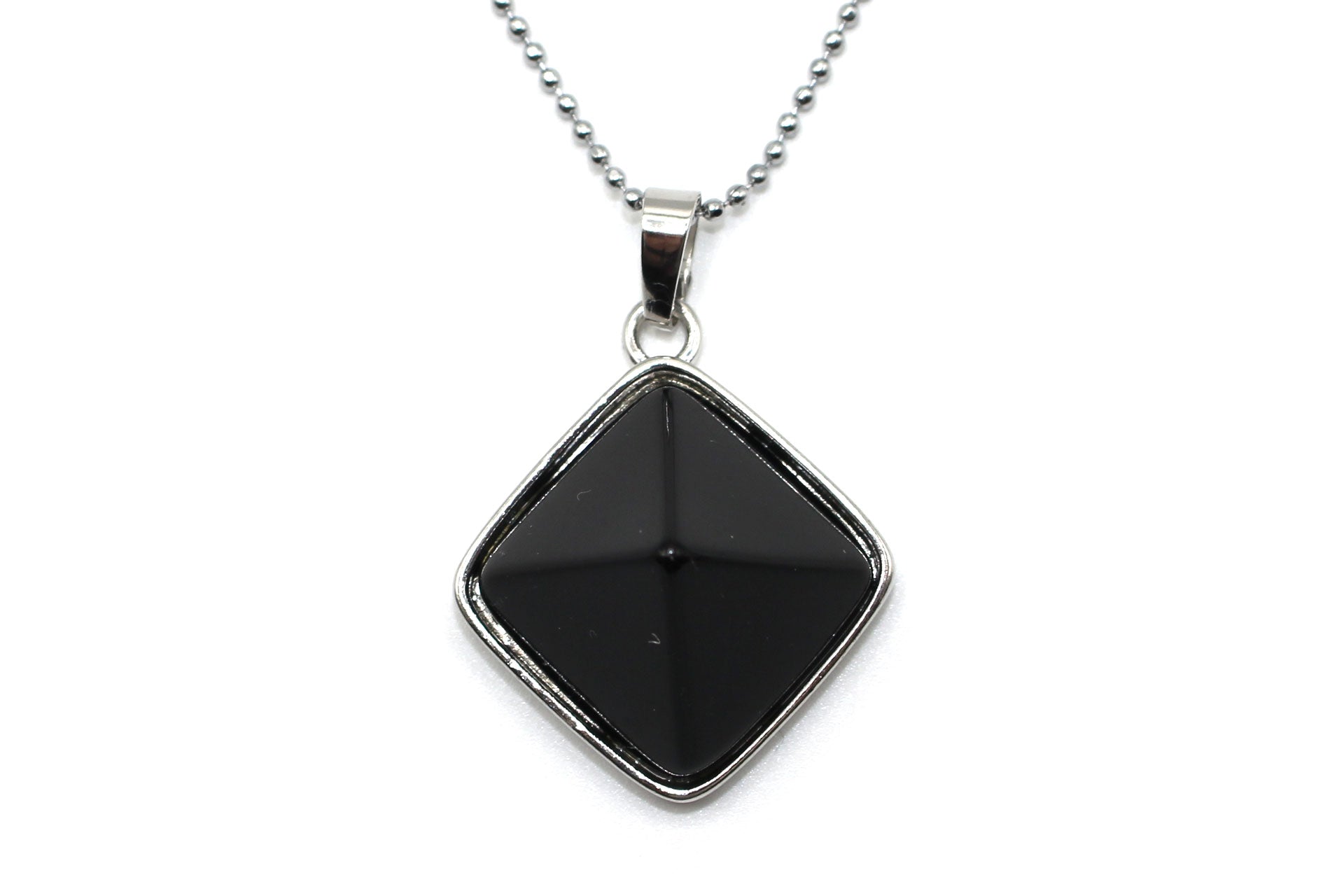 Black Agate Prism Pendant with a Silver Chain Primal Chakra