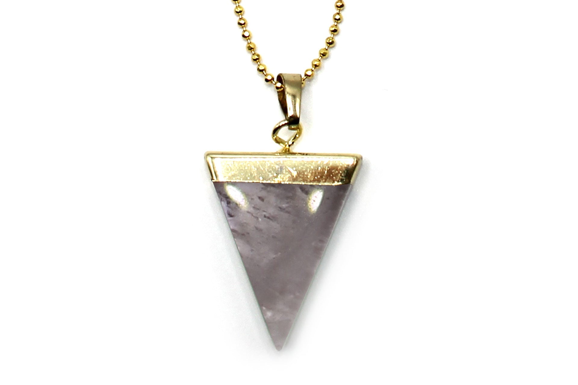 Amethyst Triangle Pendant with Gold Chain Primal Chakra